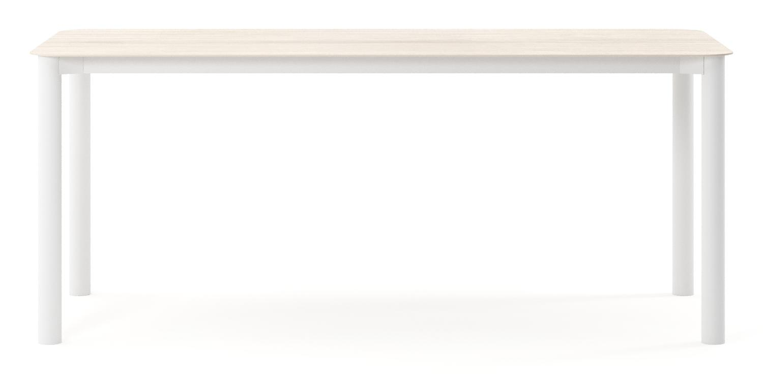 Orso tuintafel rechthoekig afgerond in wit aluminium en volkeramiek Travertino Bianco - L 200 x B 80 x H 74.5 cm