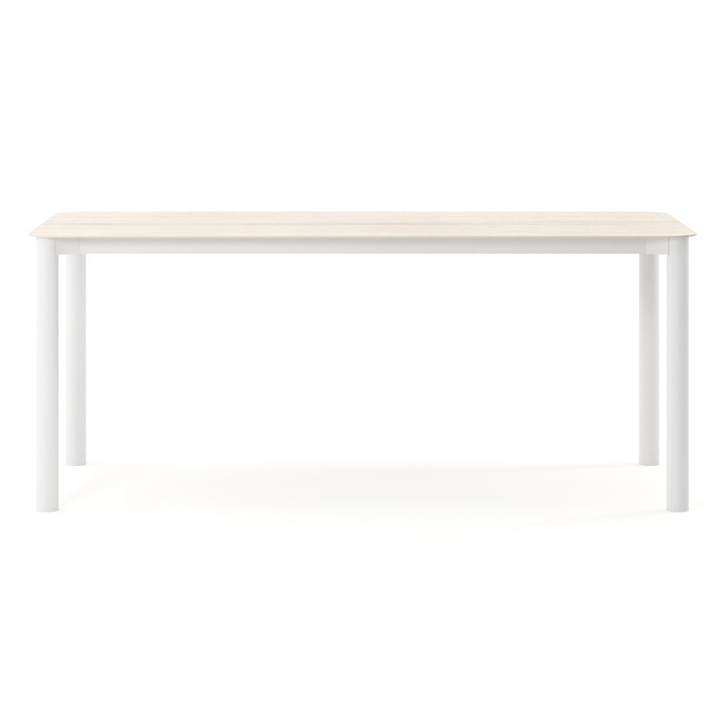 Orso tuintafel rechthoekig afgerond in wit aluminium en volkeramiek Travertino Bianco - L 200 x B 80 x H 74.5 cm