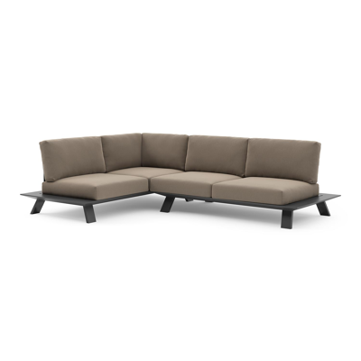 Cesano loungehoek in zwart aluminium met natte heather grey all weather Sunbrella® luxe kussen