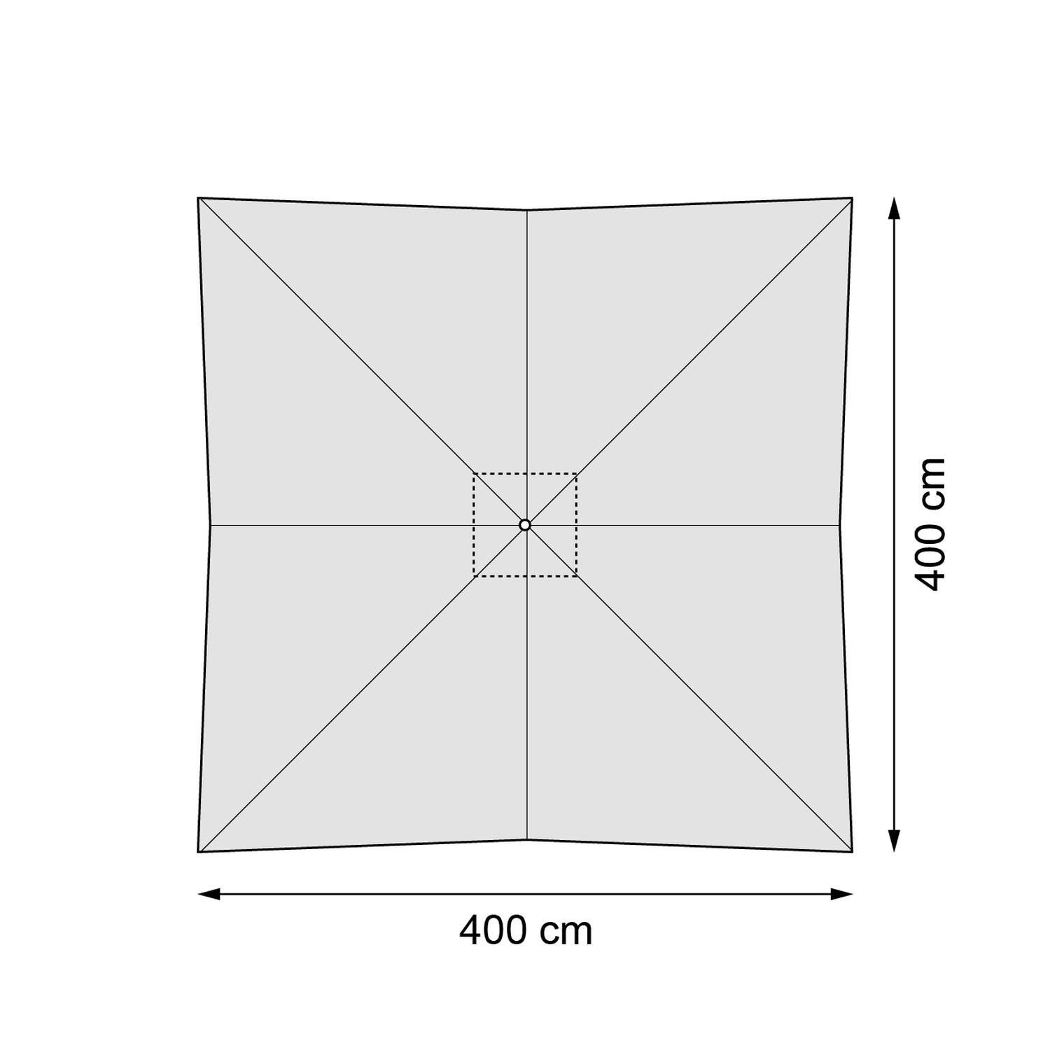 Solino staanparasol in aluminium houtlook met beige all weather sunbrella® premium parasoldoek - L1 400 x L2 400 cm (zonder voet)