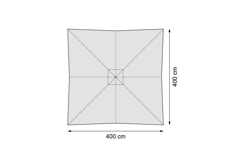 Solino staanparasol in wit aluminium met grijs sunbrella® parasoldoek - L1 400 x L2 400 cm (zonder voet)