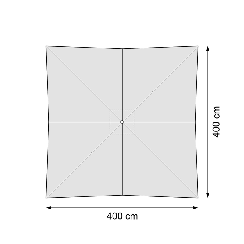 Solino staanparasol in aluminium houtlook met beige all weather sunbrella® premium parasoldoek - Dia 400 cm (met voet)