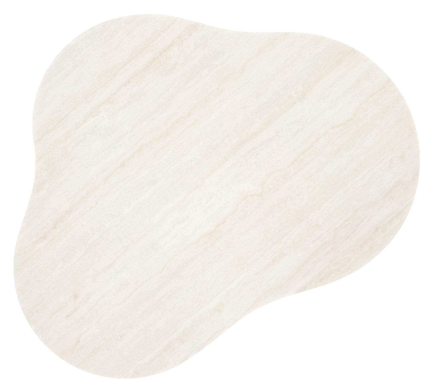 Table de basse Lomano cloud en aluminium beige et céramique pleine Travertino Bianco - Lg. 131 x Lrg. 108 x Haut. 25 cm