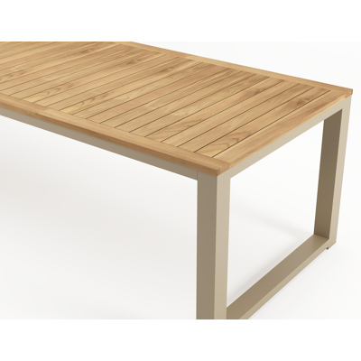 Livo tuintafel rechthoekig in beige aluminium en teak - L 270 x B 100 x H 73.5 cm