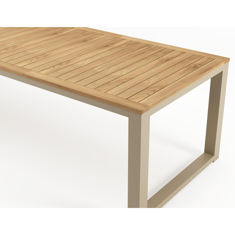 Livo tuintafel rechthoekig in beige aluminium en teak - L 270 x B 100 x H 73.5 cm
