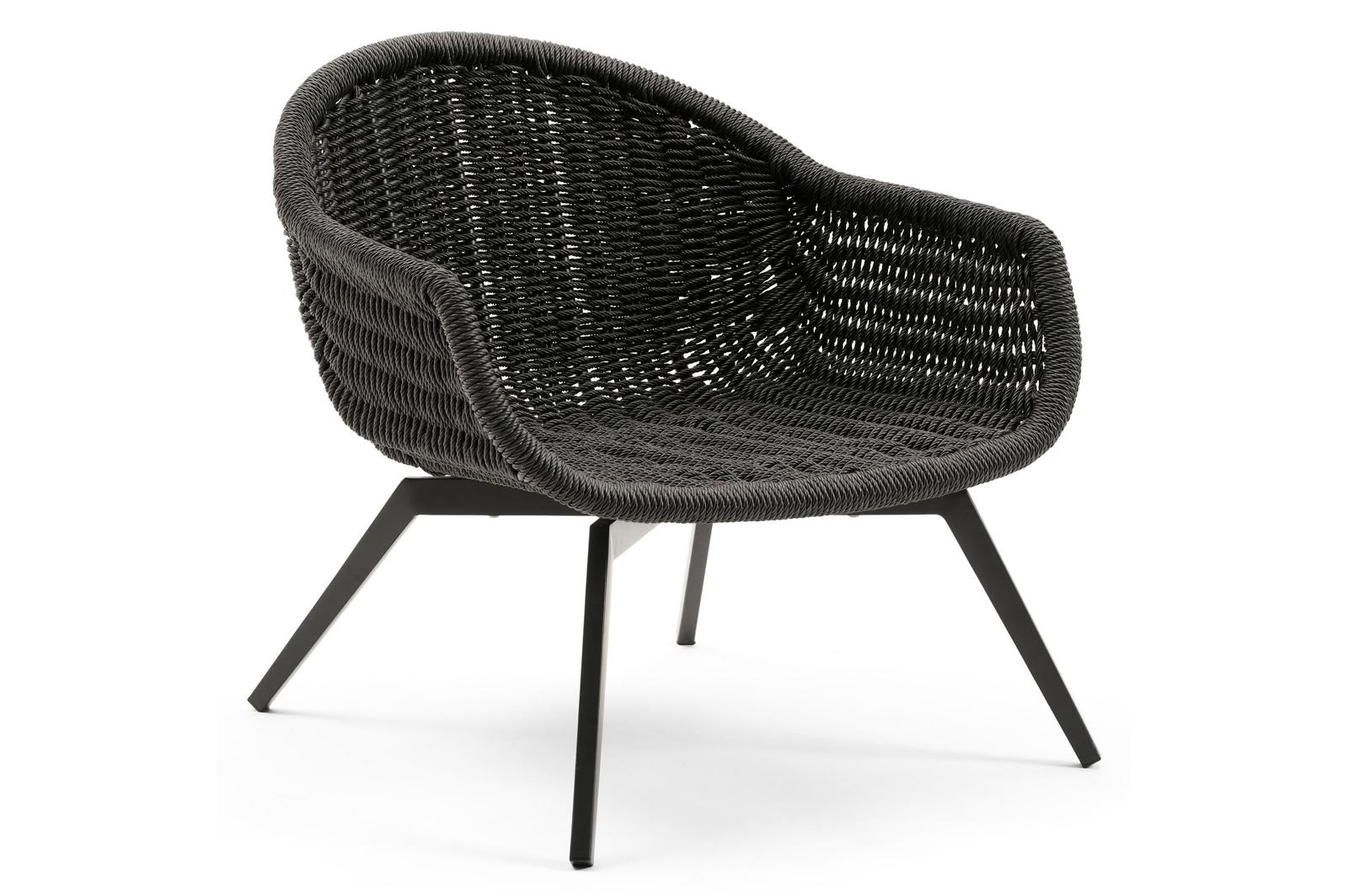 Fauteuil de jardin Pagino 1-pl en aluminium noir et résine tressée noir