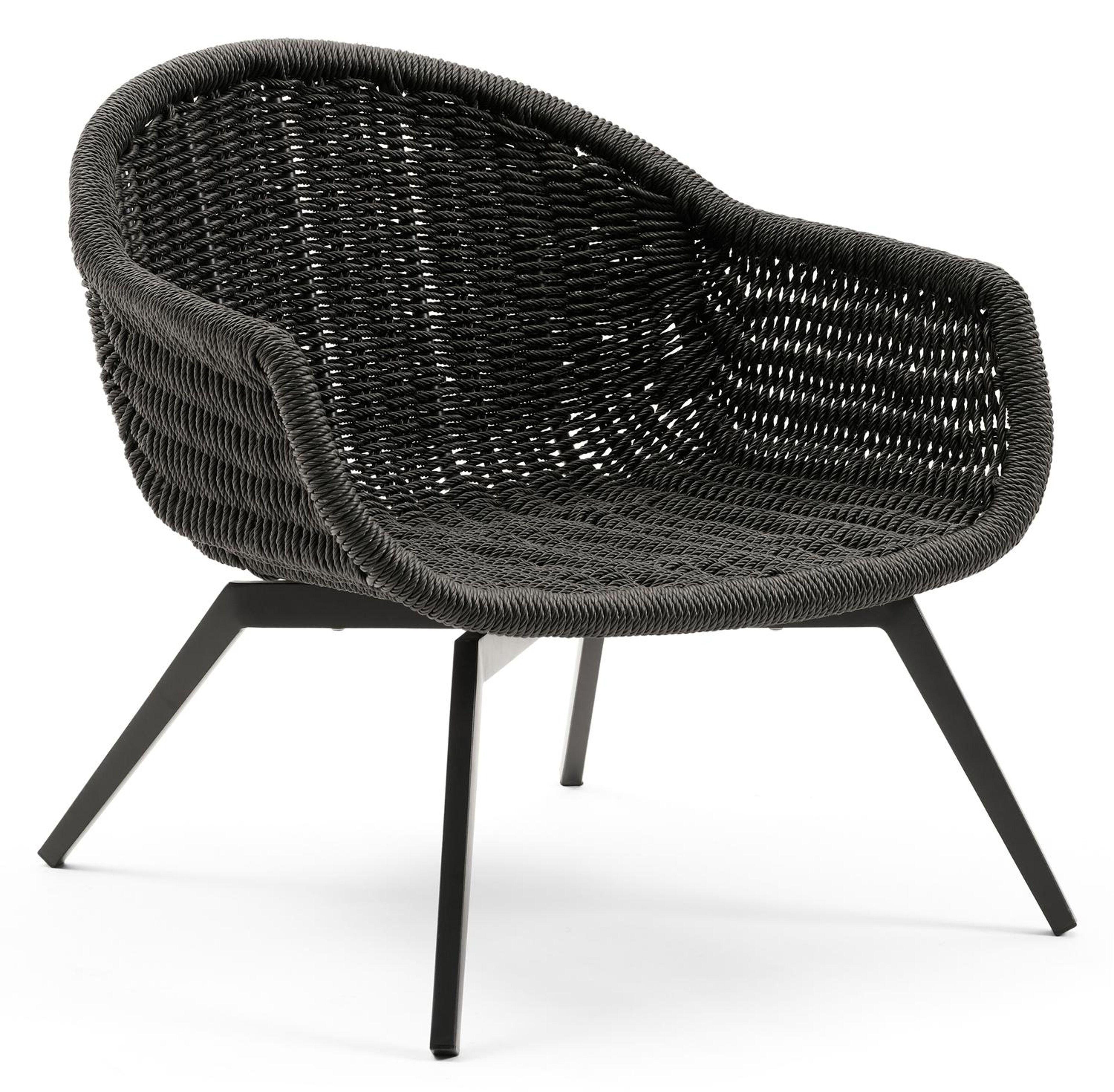 Fauteuil de jardin Pagino 1-pl en aluminium noir et résine tressée noir