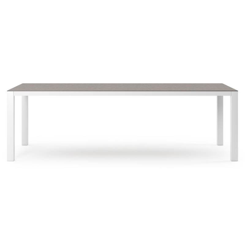 Table de jardin Como rectangulaire en aluminium blanc et céramique pleine Wulong - Lg. 240 x Lrg. 100 x Haut. 75 cm