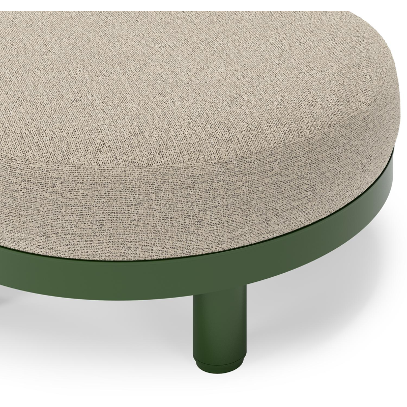 Donato lounge poef in groen aluminium met all weather cosytica Catania Beige kussen