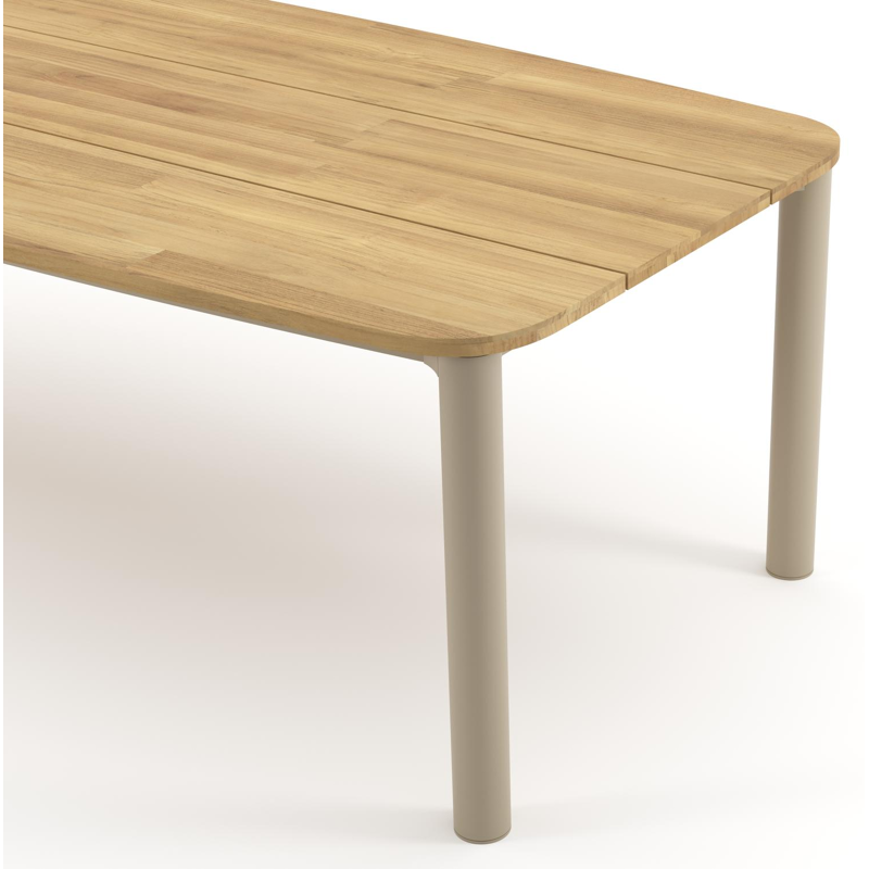 Orso tuintafel bootvorm in beige aluminium en teak - L 255 x B 115 x H 74.5 cm