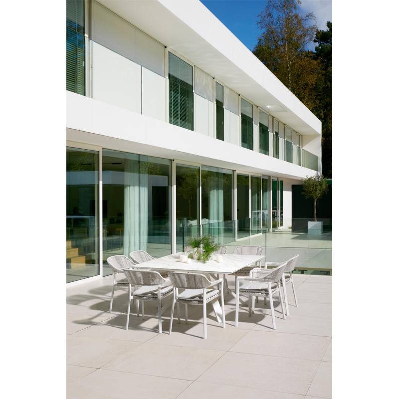 Cesano stapelbare tuinstoel in wit aluminium en wit-grijs wicker