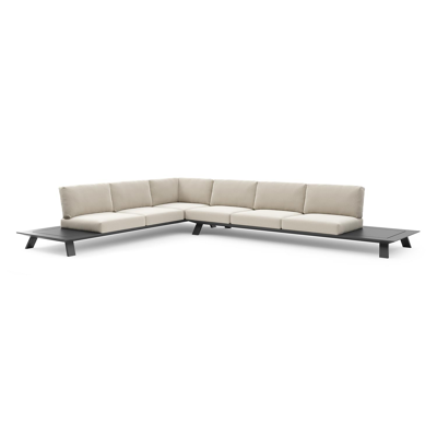 Cesano loungehoek in zwart aluminium met lopi marble all weather Sunbrella® luxe kussen