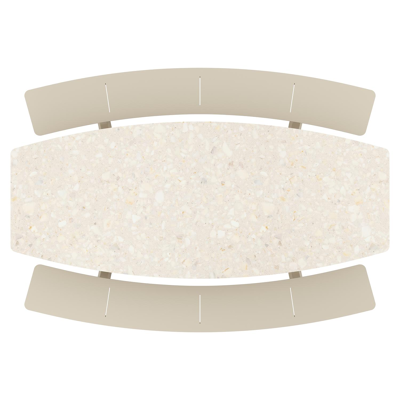 Forno picknicktafel bootvorm in beige aluminium en volkeramiek Retrostone L 240 x B 181 x H 72 cm