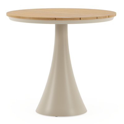 Fano tuintafel rond in beige aluminium en teak Dia. 85 x H 75 cm x H 75 cm
