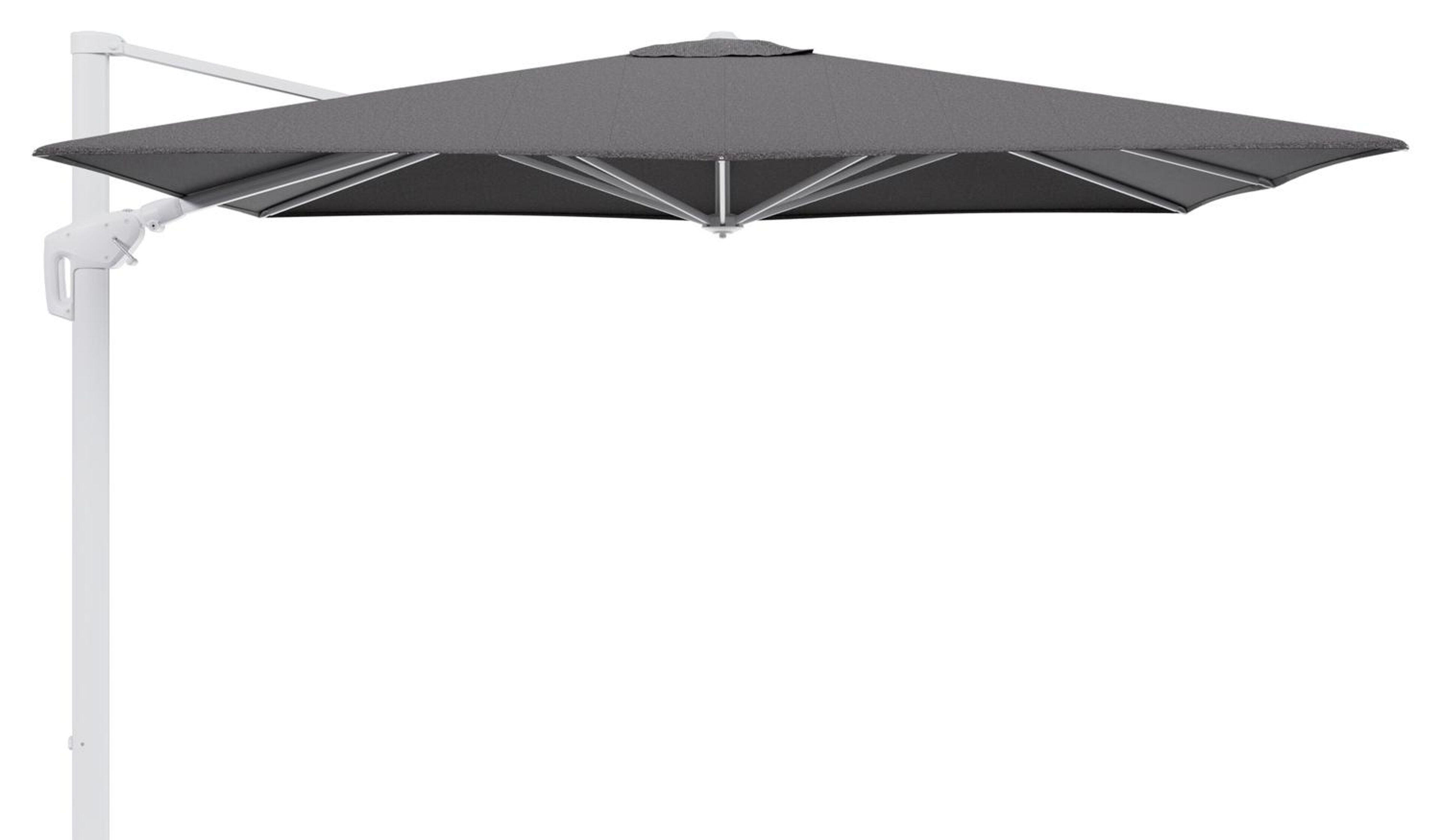 Minore zweefparasol tiltfunctie in wit aluminium en parasoldoek in All Weather Solica Firenze Tunder  - L1 280 x L2: 370 cm (zonder voet) (zonder voet)