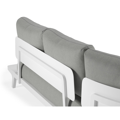 Bolzano loungehoek in wit aluminium met grijs weather+ softtouch kussens