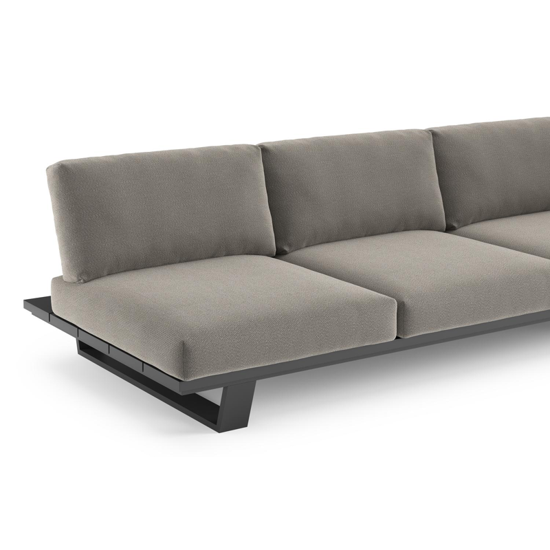 Pagino loungebank in zwart aluminium met lopi silver all weather sunbrella® luxe kussen