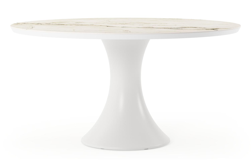 Fano tuintafel rond in wit aluminium en volkeramiek colorado dunes - Dia. 148 x H 75 cm