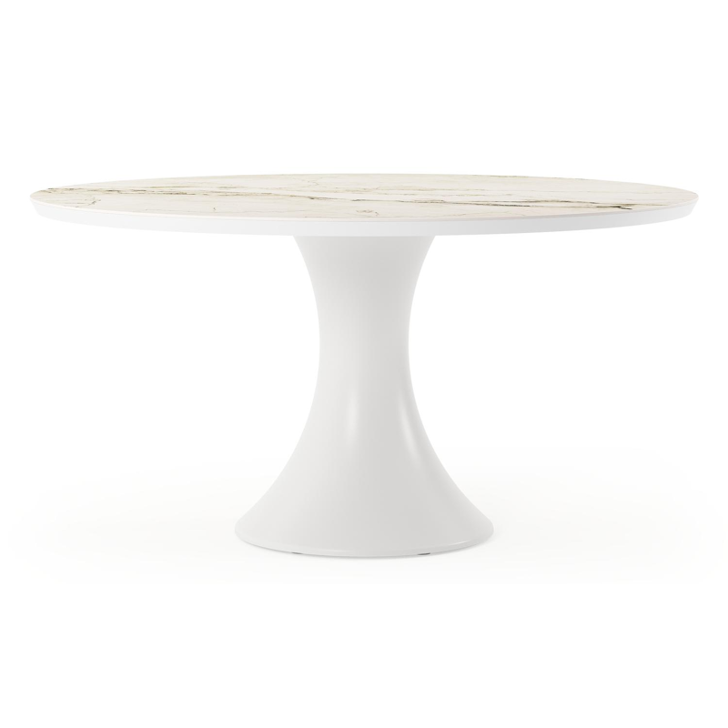 Fano tuintafel rond in wit aluminium en volkeramiek colorado dunes - Dia. 148 x H 75 cm