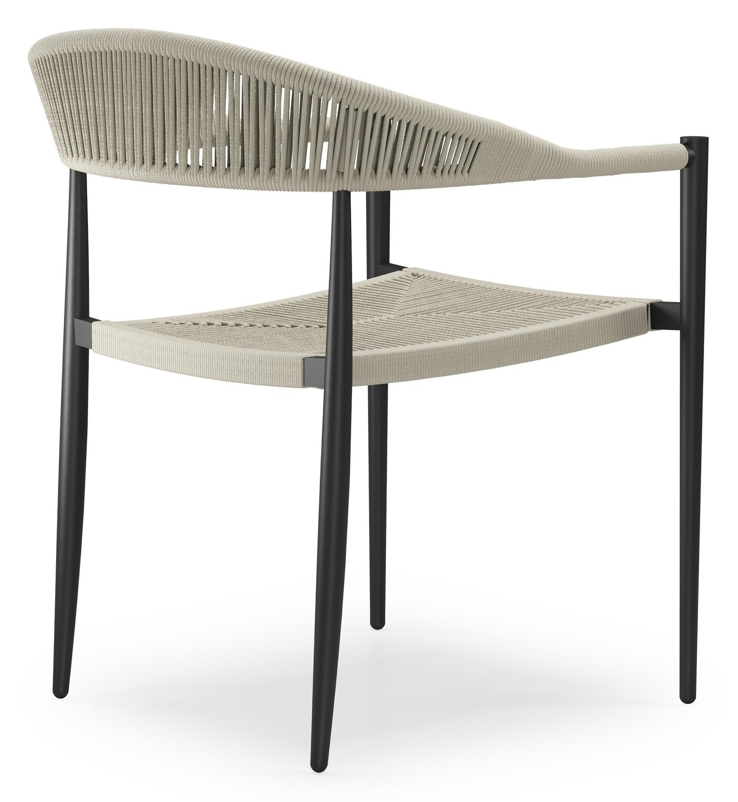 Ensemble de jardin Calzo en aluminium noir et polywood avec 6 chaises de jardin empilable Guarda