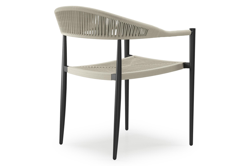 Ensemble de jardin Calzo en aluminium noir et polywood avec 6 chaises de jardin empilable Guarda