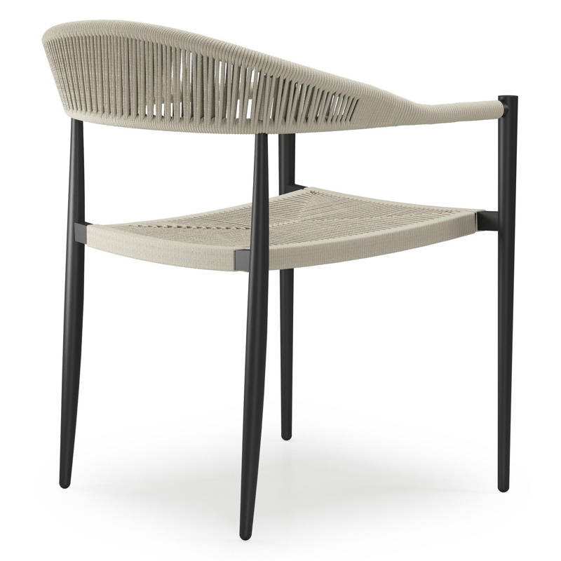 Chaise de jardin Guarda en aluminium noir et corde