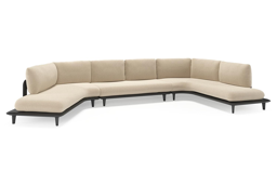Boogvormige chaise longue rechts + 2-zit + chaise longue