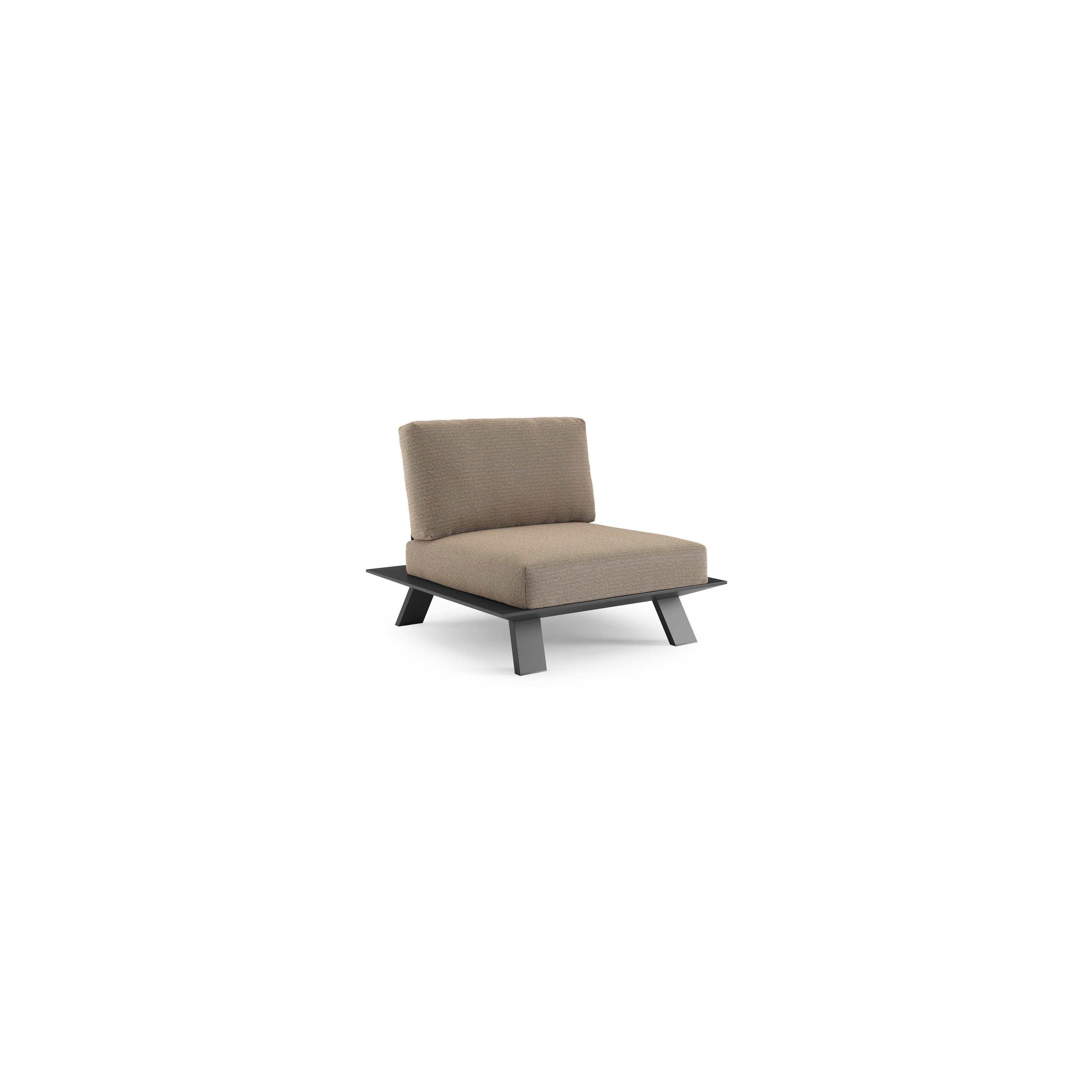 Fauteuil de jardin Cesano en aluminium noir et coussin en all weather Solica firenze earth