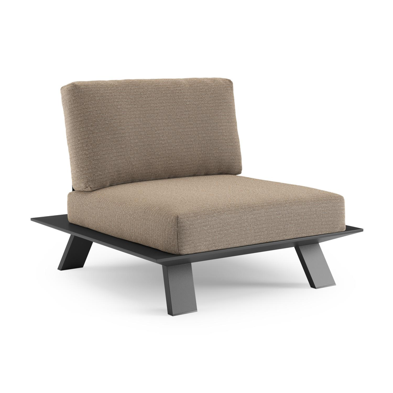 Fauteuil de jardin Cesano en aluminium noir et coussin en all weather Solica firenze earth