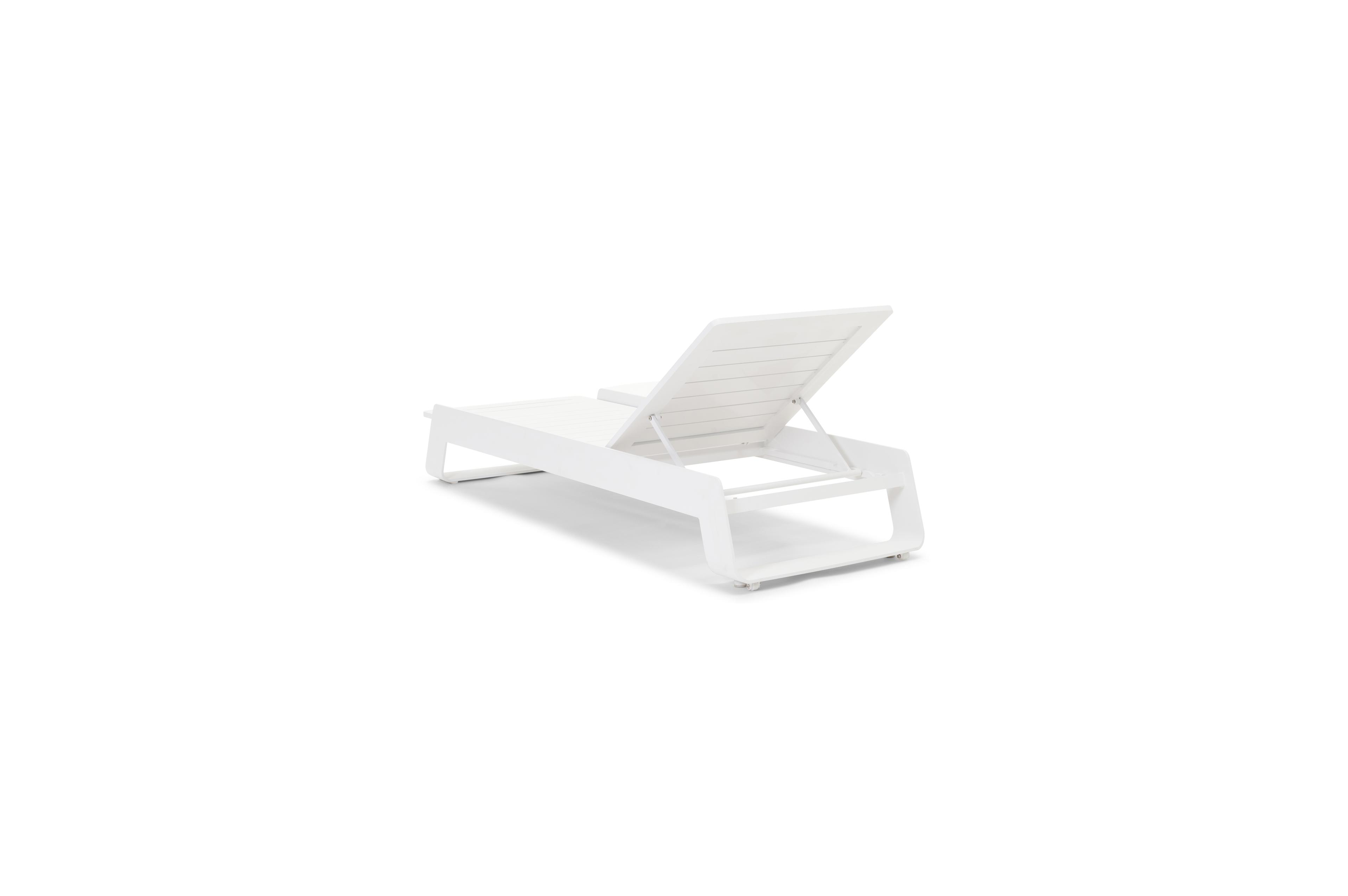 Atessa verstelbaar ligbed in wit aluminium met lopi marble all weather sunbrella® luxe kussen