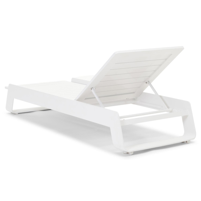 Atessa verstelbaar ligbed in wit aluminium met lopi marble all weather sunbrella® luxe kussen