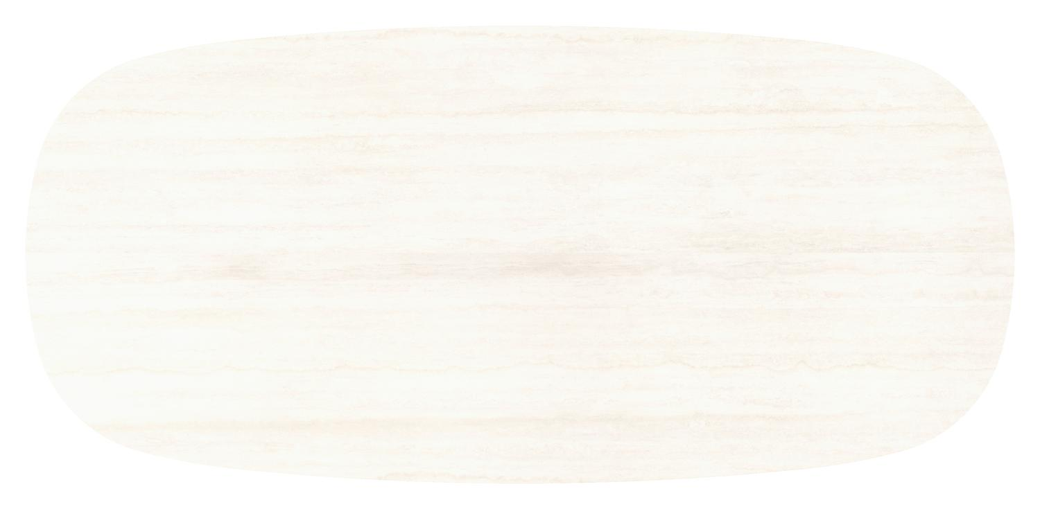 Table de jardin Amico bombo en aluminium beige et céramique pleine Travertino Bianco - Lg. 270 x Lrg. 125 x Haut. 73.5 cm