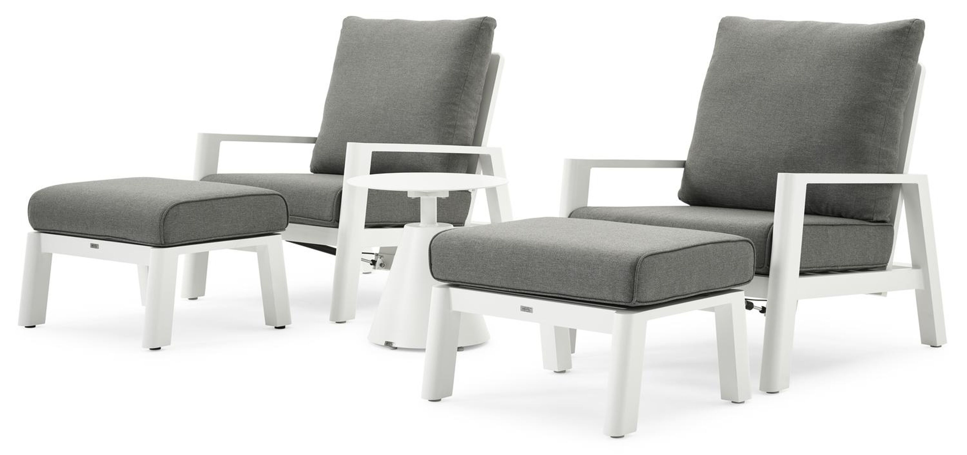 Cirello lounge 1-zit in wit aluminium