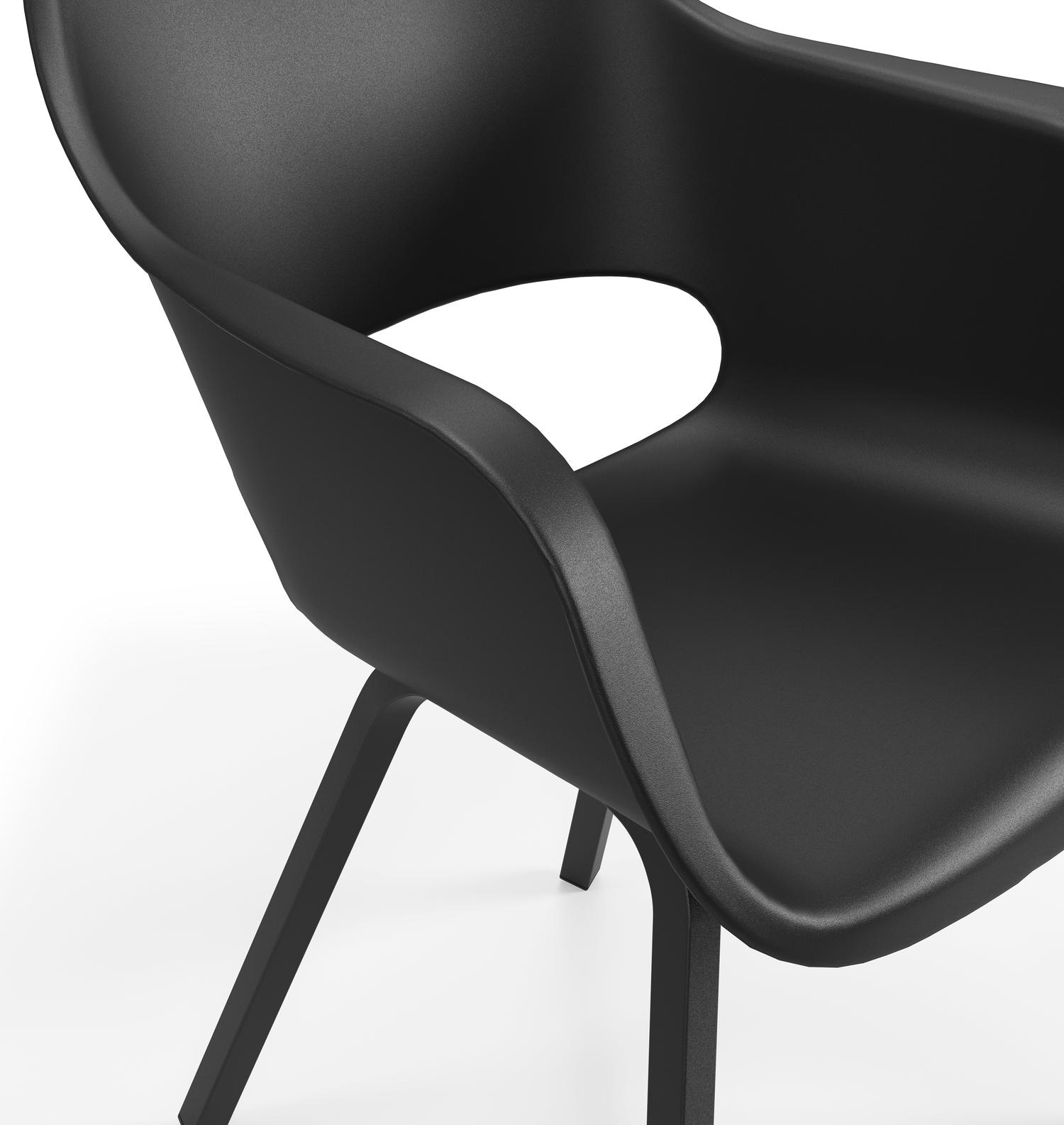 Mira rechthoekige afgeronde tuinset in zwart aluminium en teak natural finish met 6 Artena tuinstoelen