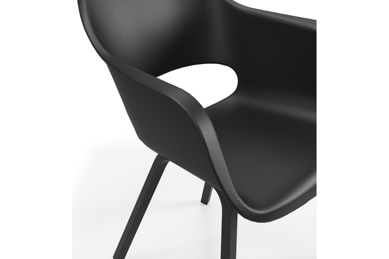 Feltro vierkante tuinset in zwart aluminium en teak natural finish met 4 Artena tuinstoelen