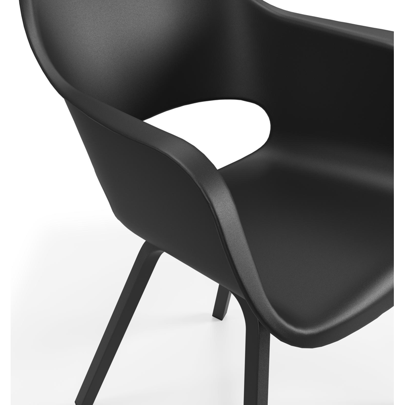 Varese tuinset in zwart aluminium en naturel teak tafelblad met 4 Artena tuinstoelen