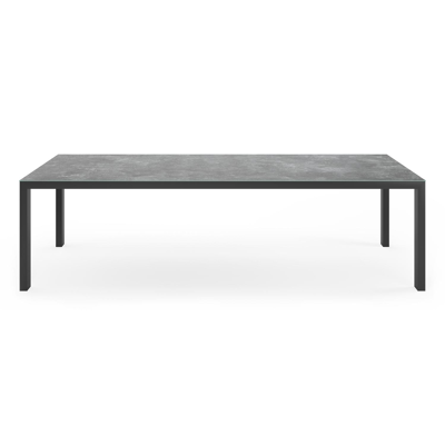 Trente tuinset in zwart aluminium en grijs keramisch glas tafelblad met 8 Artena tuinstoelen