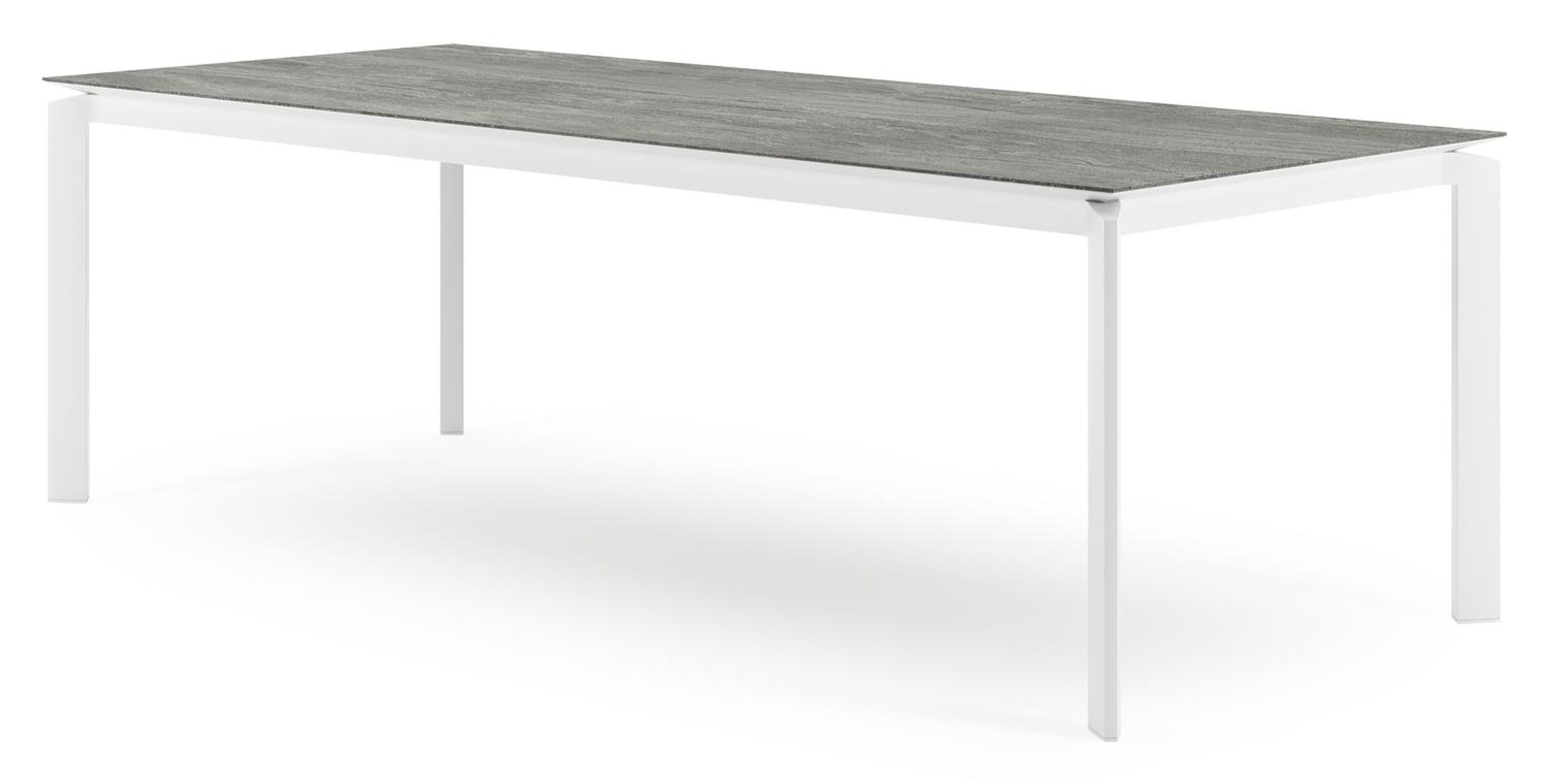 Cirello tuintafel rechthoekig in wit aluminium en volkeramiek Aspen Grey - L 240 x B 100 x H 75 cm