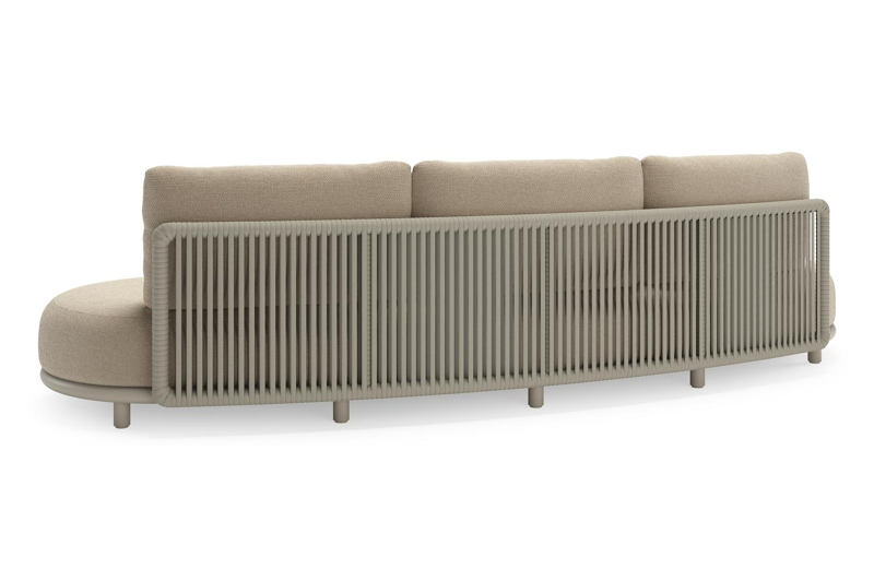 Lomano loungebank in beige aluminium en beige verticaal geweven luxe vlakke rope met Althea Chalk all weather cosytica