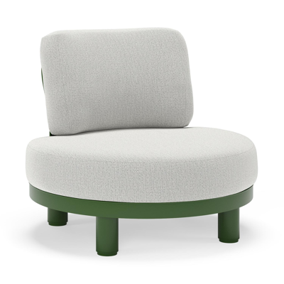 Donato loungestoel in groen aluminium met all weather sunbrella® luxe Savane Nimbus kussen