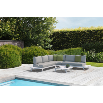 Table basse Bolzano en aluminium blanc - Lg 83,5 x larg. 83,5 x H 30