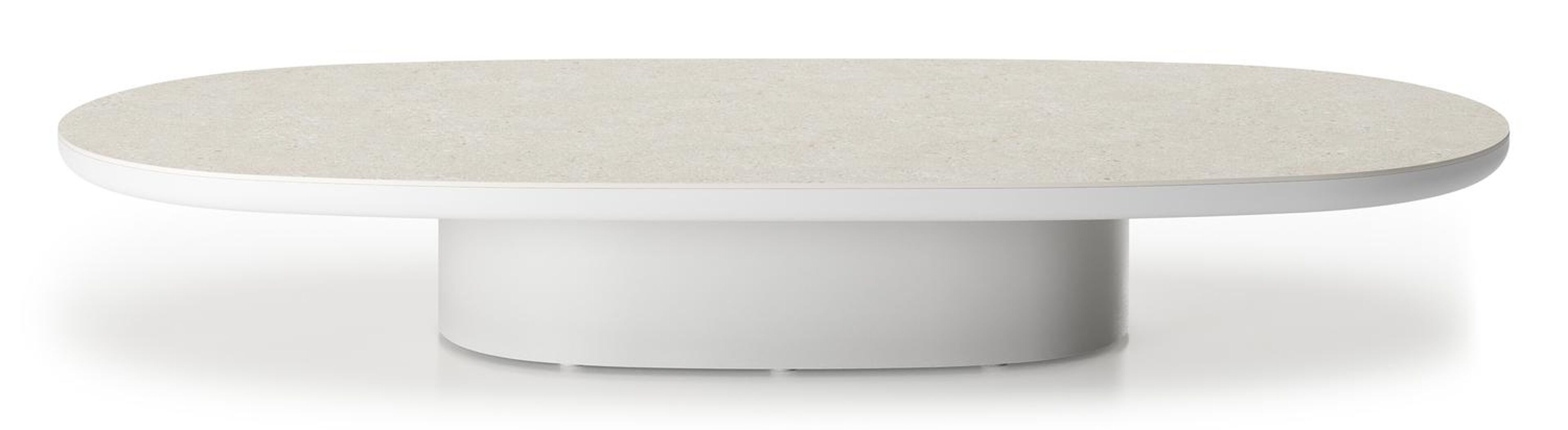 Table de basse Amico bombo en aluminium blanc et céramique pleine Shilin - Lg. 171 x Lrg. 89 x Haut. 24 cm
