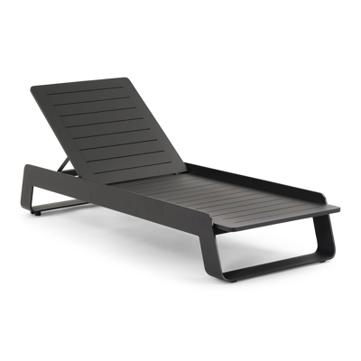 Atessa verstelbaar ligbed in zwart aluminium met savane tornado all weather sunbrella® luxe kussen