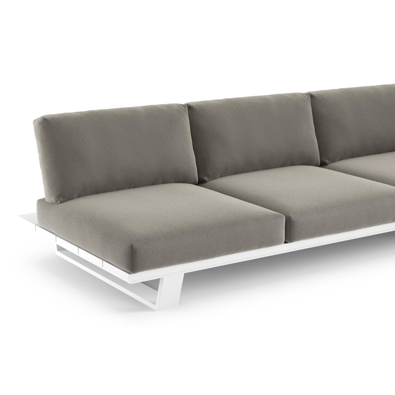 Pagino loungebank in wit aluminium met lopi charcoal all weather sunbrella® luxe kussen