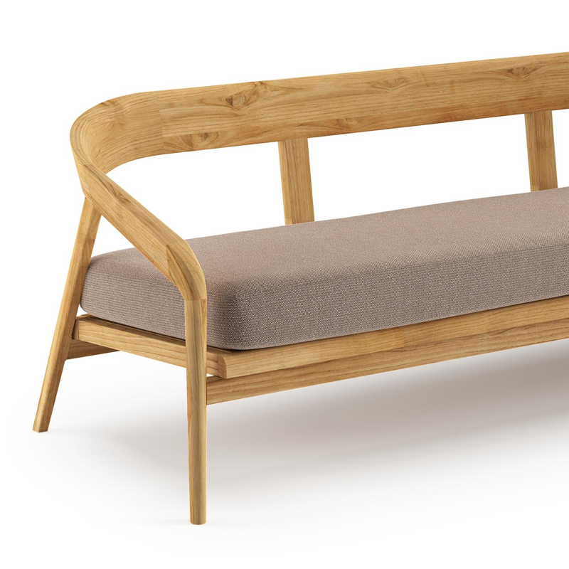 Lacrima loungebank in teak met savane earth all weather Sunbrella® luxe kussen