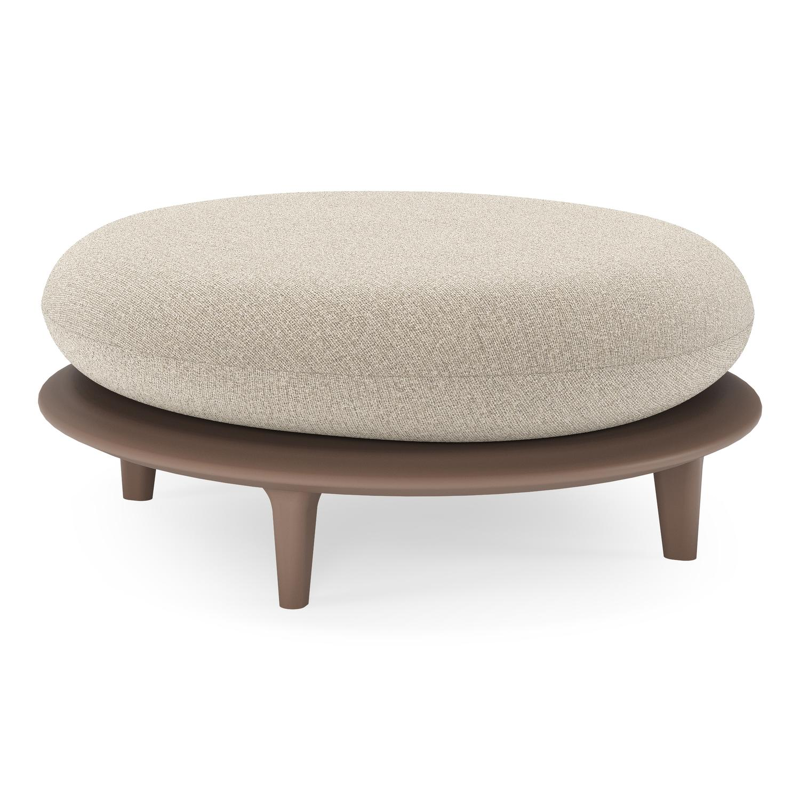 Bomero poef in taupe aluminium met catania sand all weather cosytica kussen