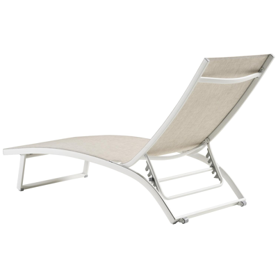 Ensemble de 2 chaises longues réglables Calvia en aluminium blanc avec textilène gris