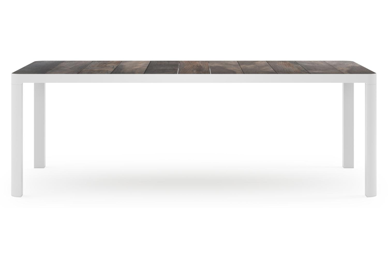 Ellara tuinset rechthoekig in wit aluminium en keramische tegels grijs met 6 Salto tuinstoelen