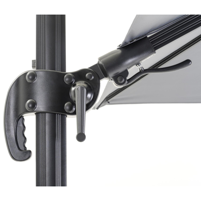 Avola zweefparasol met tiltfunctie in zwart aluminium met grijs sunbrella® premium parasoldoek - L1 300 x L2 300 cm (zonder voet)