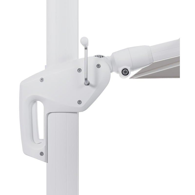 Parasol pendant Minore avec fonction tilt en aluminium blanc et toile de parasol en All Weather Solica Ego Eggshell  - Lg.1 400 x Lg.2 300 cm (sans pied de parasol)